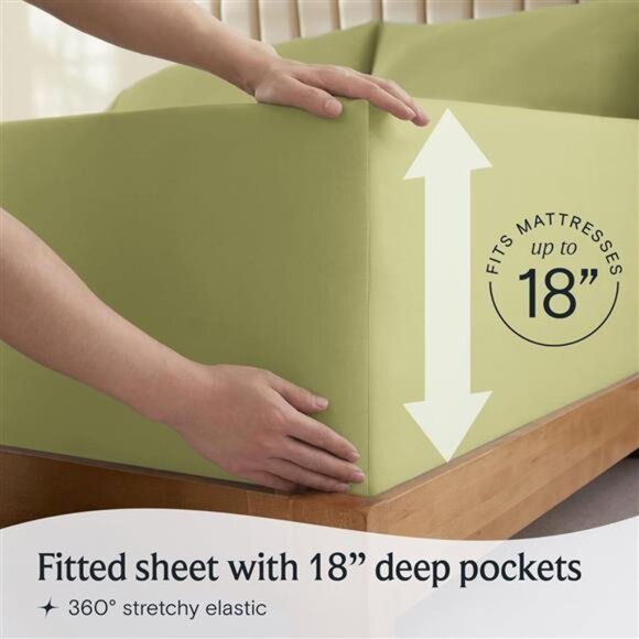 6 PC Queen Sheet Set, Breathable Luxury Bed Sheets,Deep Pockets 18" Eco Friendly - Picture 6 of 7